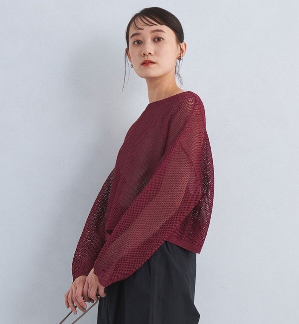メッシュ クロップド 2WAY プルオーバー ニット -ウォッシャブル