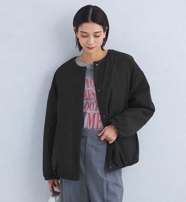 レビュー高評価のおせち贈り物 size SHORTあり］パフィー ノーカラー ブルゾン -ウォッシャブル ジャケット・アウター