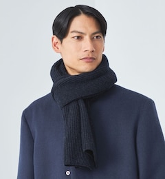 【別注】＜Johnstons of Elgin＞GLR ウールカシミヤ リブ マフラー