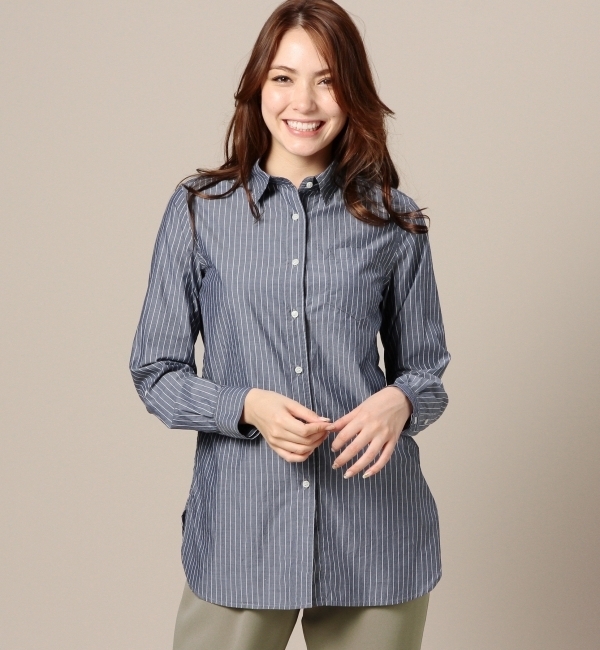 BYBC コットンストライプロングシャツ