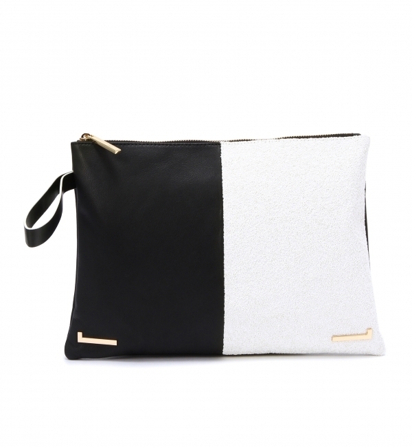 BYSF Hashibami レザーコンビグリッタークラッチ