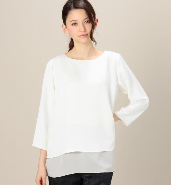 BYTF ダブルクロスレイヤード8分袖プルオーバー