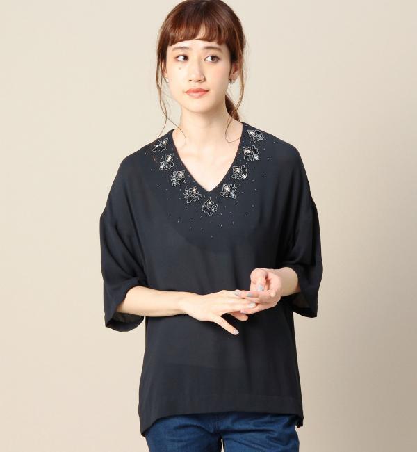 【ビューティアンドユース ユナイテッドアローズ/BEAUTY＆YOUTH UNITED ARROWS】 BY エステルジョーゼットビーズ5分袖ブラウス [送料無料]