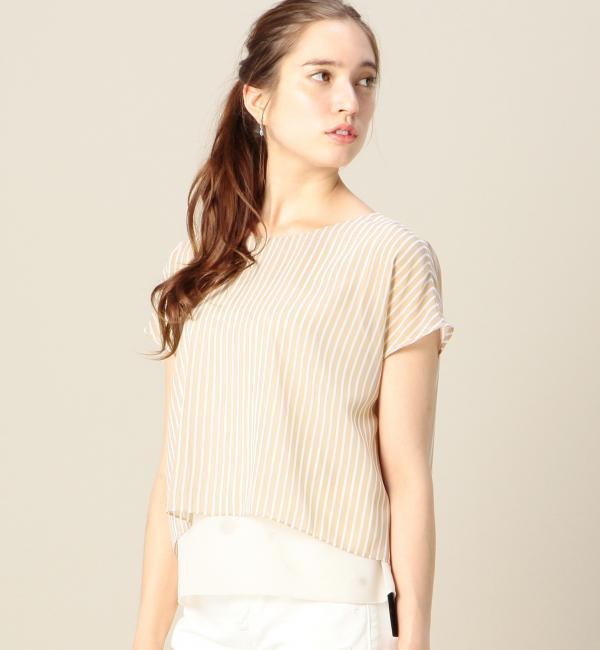【ビューティアンドユース ユナイテッドアローズ/BEAUTY＆YOUTH UNITED ARROWS】 BY ストライプシフォン レイヤードフレンチスリーブ [送料無料]
