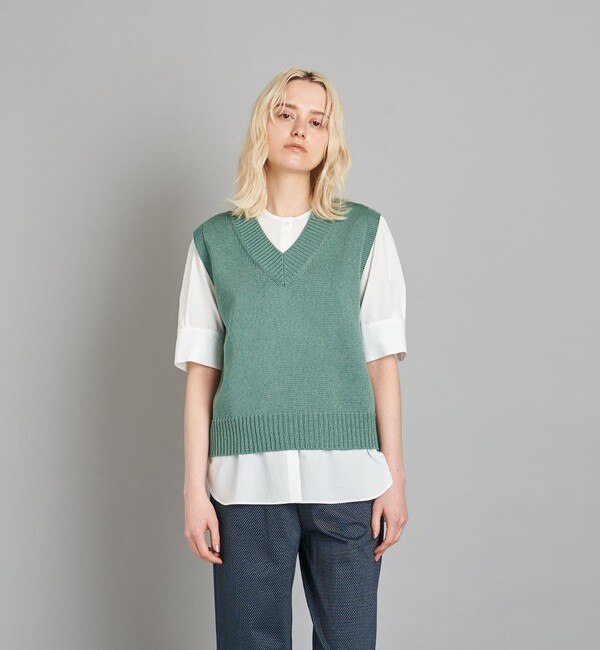 のニット ベスト ＜Steven Alan＞COTTON TAPE YARN 1BUTTON KNIT