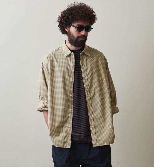 Steven Alan＞ T/R MINI CHECK REGULAR COLLAR SHIRT -LOOSE/シャツ