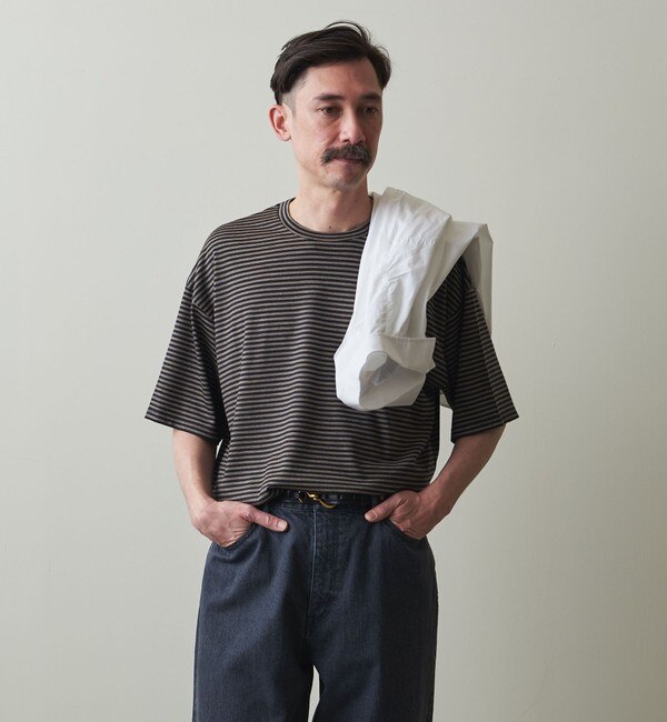 Steven Alan＞ WOOL BORDER SHORT SLEEVE TEE-LOOSE/Tシャツ