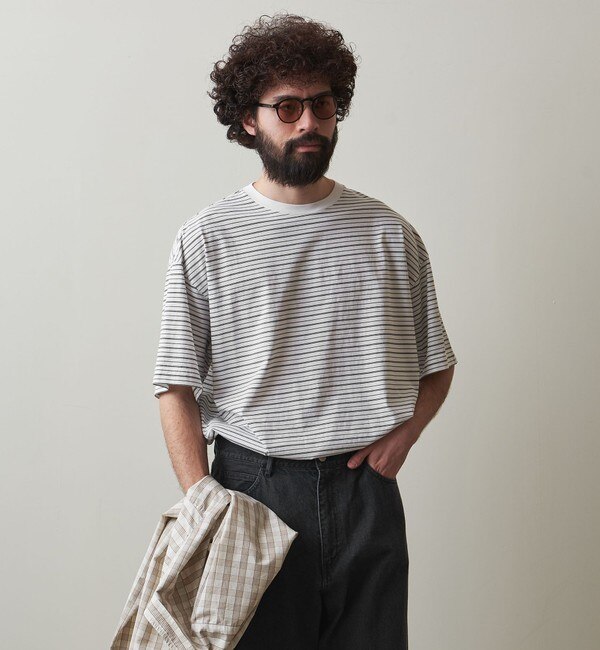 Steven Alan＞ SIRO BORDER SHORT SLEEVE TEE -LOOSE/Tシャツ