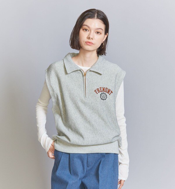 別注】＜Champion＞ハーフジップ ノースリーブ スウェット-