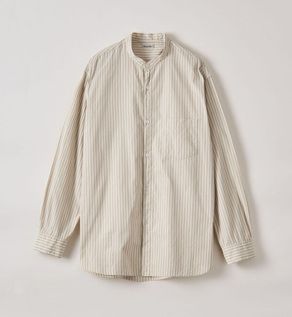 Steven Alan＞ 80/2 SINGLE STRIPE BAND COLLAR SHIRT -ALINE/シャツ