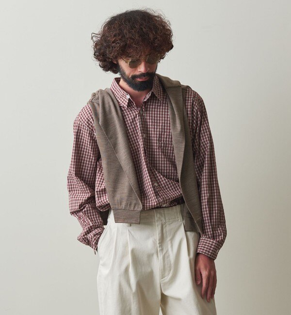 Steven Alan＞ 50/- TYPEWRITER CHECK REVERSE SEAM SHIRT -BOLD