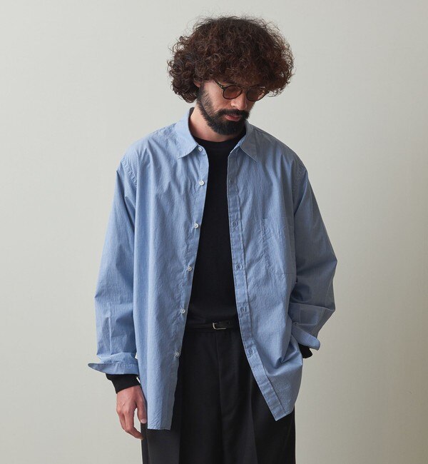 Steven Alan＞ 60 CMPCT STRIPE REGULAR COLLAR SHIRT -BOLD/シャツ