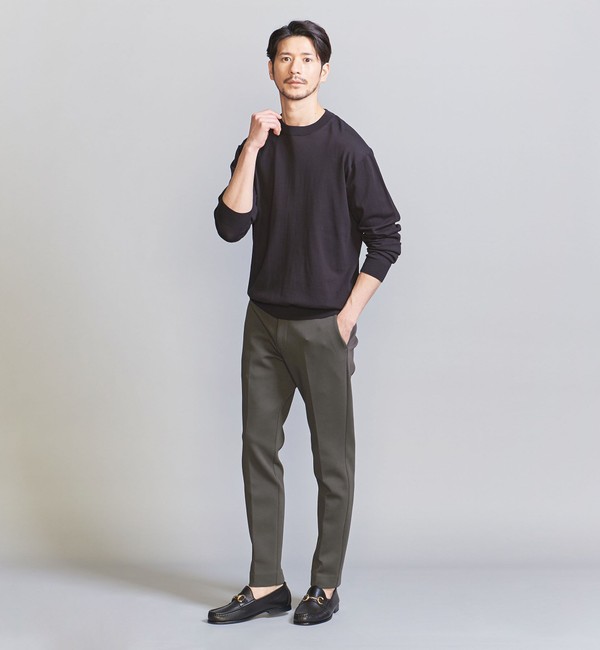 【WEB限定 WARDROBE SMART】ダブルニット ノープリーツ スラックス パンツ/セットアップ対応