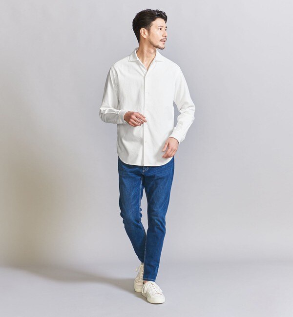 WEB限定 WARDROBE SMART】コットン ネル ワイドカラーシャツ