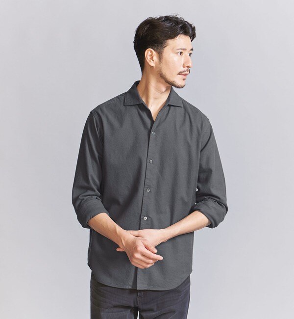 【WEB限定 WARDROBE SMART】コットン ネル ワイドカラーシャツ