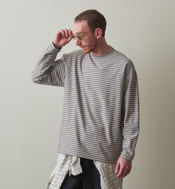 ＜Steven Alan＞ オーガニックコットン ボーダー ロングスリーブ Tシャツ -LOOSE