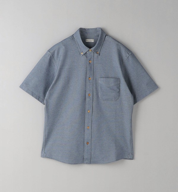 Steven Alan＞ 50/- STRIPE REGULAR COLLAR SHORT SLEEVE SHIRT -ALINE