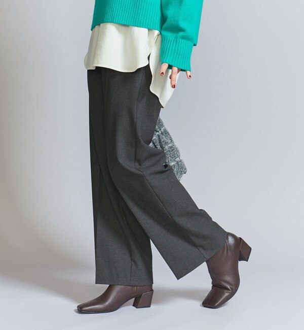 裏起毛バックゴム ストレートパンツ-ウォッシャブル