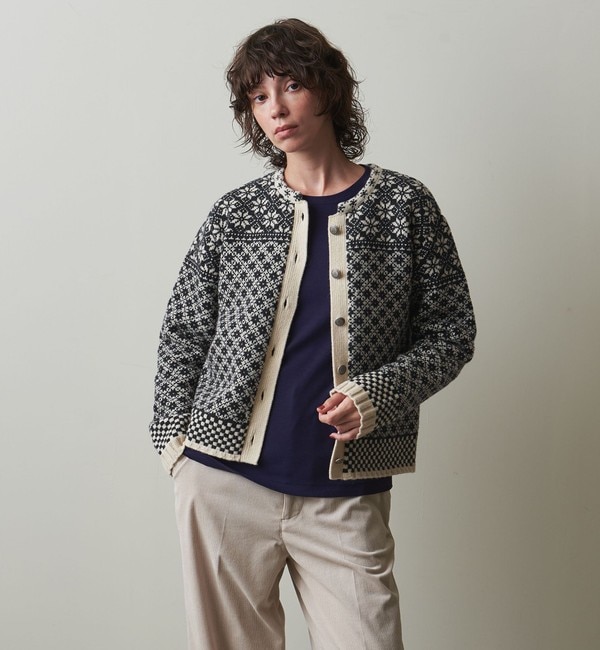 ＜Steven Alan＞ウール ナイロン ミックス ジャカード カーディガン