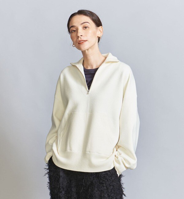 【WEB限定】スポンディッシュニット ハーフジッププルオーバー -ウォッシャブル-