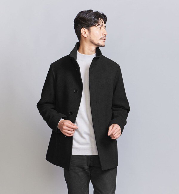 【WEB限定 WARDROBE SMART】PE メルトン レイズドカラー ハーフコート