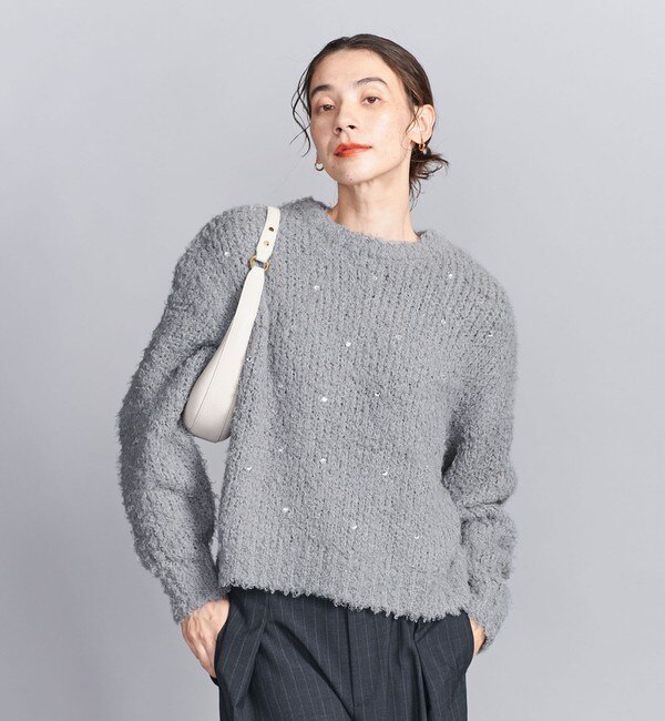 WEB限定】ビジュー×フェザーヤーン クルーネックニット|BEAUTY&YOUTH UNITED ARROWS(ビューティーアンドユース  ユナイテッドアローズ)の通販｜アイルミネ