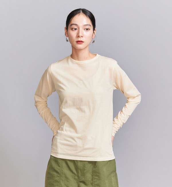 コットンナイロン天竺 シアー クルーネック Tシャツ
