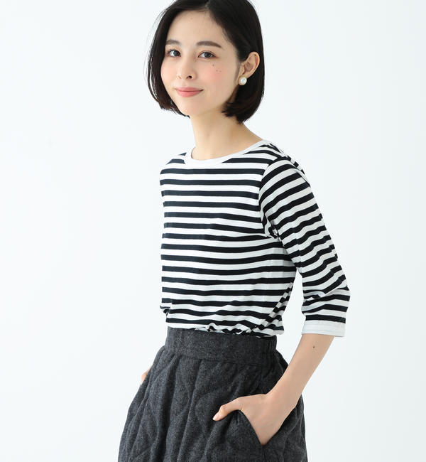 【ビームス ウィメン/BEAMS WOMEN】 BEAMS BOY / 1cmボーダー ボートネック7分袖?