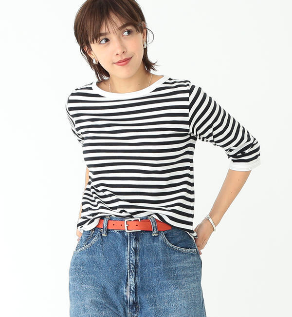 【ビームス ウィメン/BEAMS WOMEN】 BEAMS BOY / 1cmボーダー ボートネック7分袖?