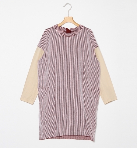 ILIANN LOEB / ヒッコリー風 コンビワンピース