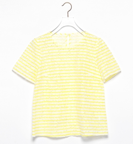 *ボーダーレースTシャツ ブラウス