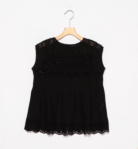 ne Quittez pas / フラワー刺繍 フレンチスリーブブラウス