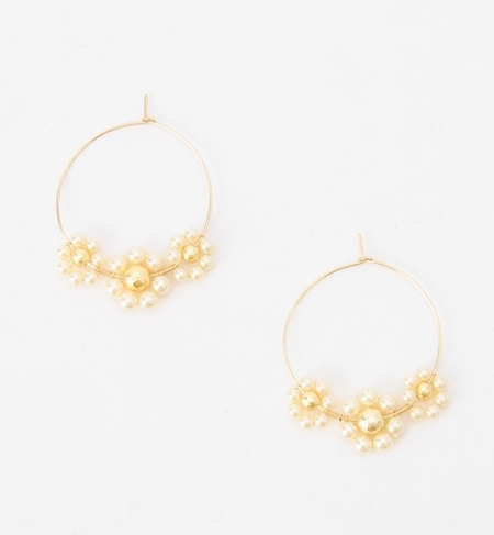 jour couture / パールフラワー フープ ピアス