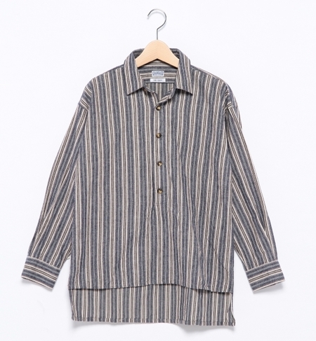 ネル ストライプ ロングテール シャツ