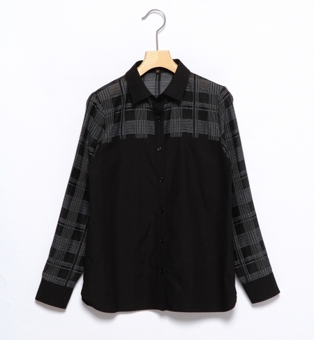 シアーチェック 切替 シャツ