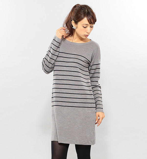 14Gミラノリブ ボーダーワンピース