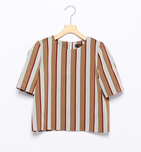 ストライプ ハーフスリーブ プルオーバー