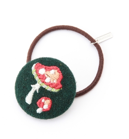 刺繍 ボタン ヘアゴム