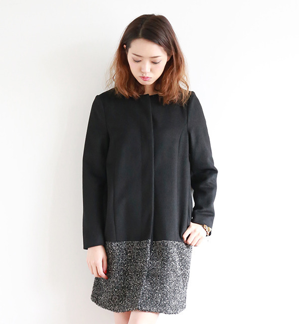 ツイード切替コート