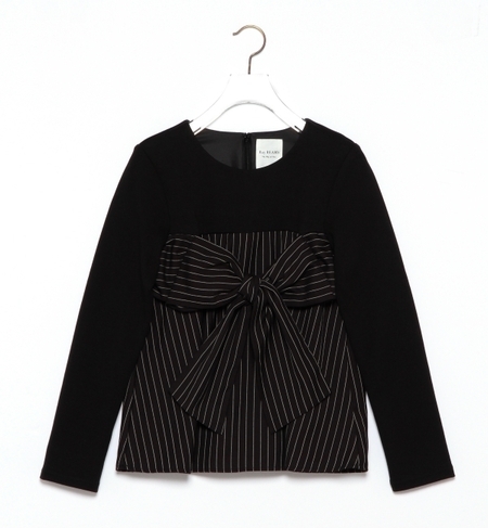 ストライプ 切替え リボンプルオーバー