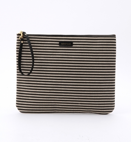 BARDOT ROSE / シャイニー ボーダー ビッグ クラッチバッグ
