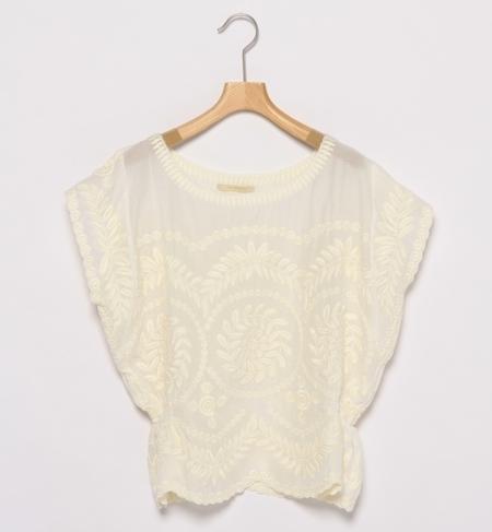 ne Quittez pas / 刺繍 フレンチスリーブ ブラウス