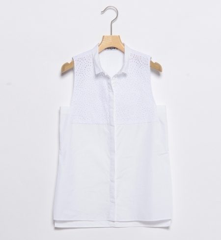 cacharel paris / カットワーク ノースリーブ ブラウス