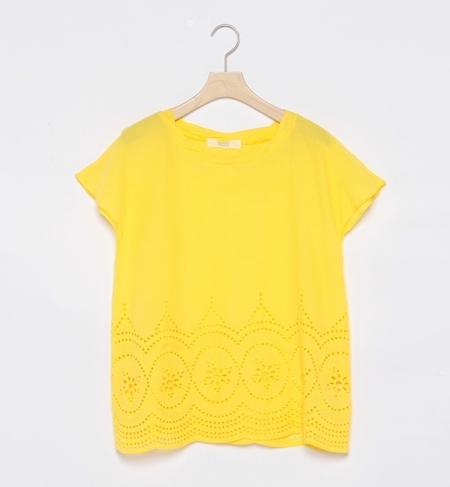 ウォッシャブル カットワーク ブラウス