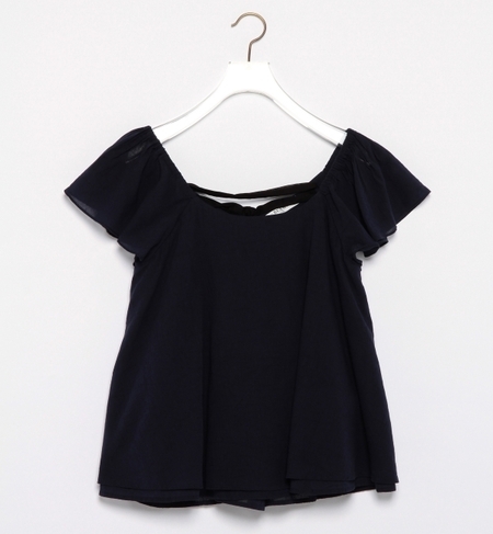 バック リボン ラッフル ブラウス