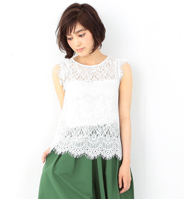 【ビームス ウィメン/BEAMS WOMEN】 Ray BEAMS / レース クルーネック ノースリーブ プルオーバー [送料無料]