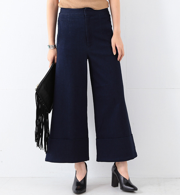 【ビームス ウィメン/BEAMS WOMEN】 Ray BEAMS / ワイド ダブル カフス デニム パンツ [送料無料]