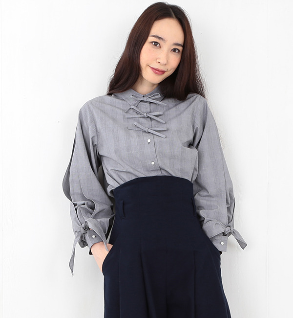 【ビームス ウィメン/BEAMS WOMEN】 RBS / グレンチェック リボンカフス ブラウス [送料無料]