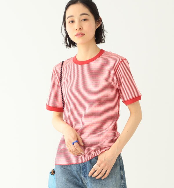 Healthknit × BEAMS BOY / ワッフル ボーダー Tシャツ|BEAMS WOMEN(ビームス ウィメン)の通販｜アイルミネ