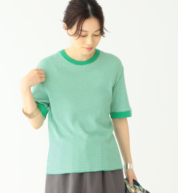 Healthknit × BEAMS BOY / ワッフル ボーダー Tシャツ|BEAMS WOMEN(ビームス ウィメン)の通販｜アイルミネ